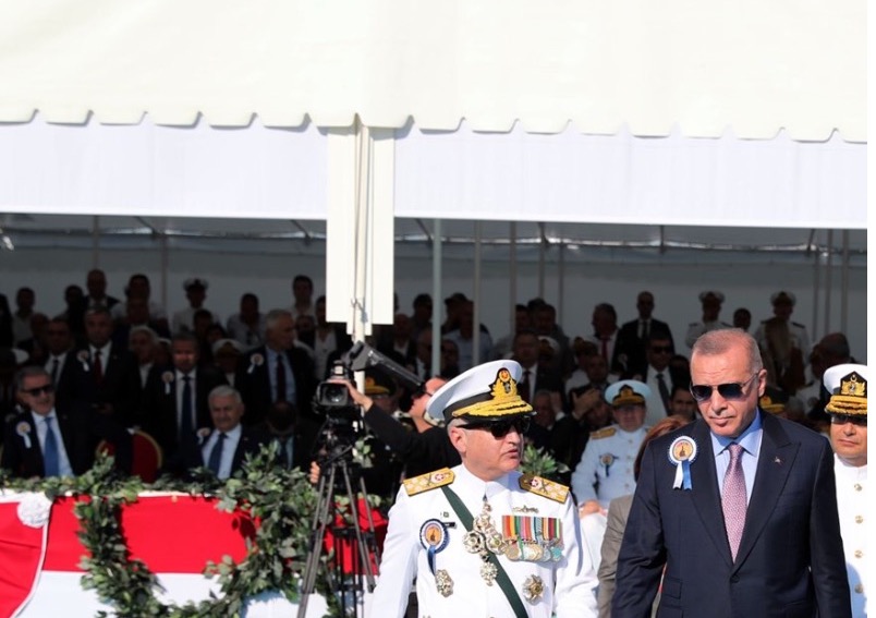 Turkish President and Chief of Naval Staff of Pakistan jointly performed the steel cutting ceremony of the first of four MILGEM Ada class frigates for Pakistan Navy