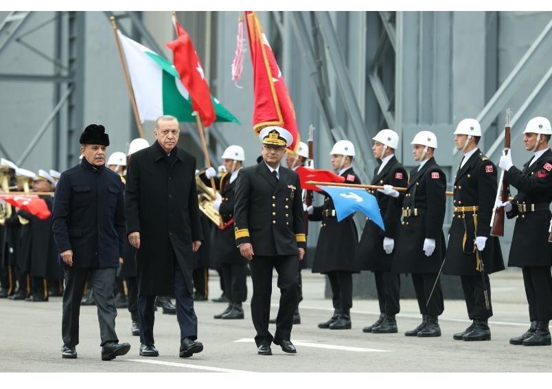 Prime Minister Shehbaz Sharif and President of Türkiye participate in the launching of the MILGEM Class Corvette for Pakistan Navy, 25th November 2022.
