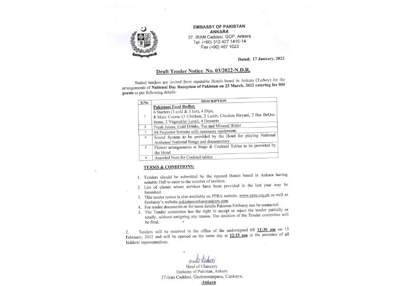 Tender Notice No. 03/2022-N.D.R